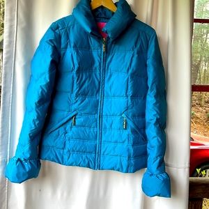 Betsey Johnson Blue Quilted Down Ski Puffer Jacket - size S